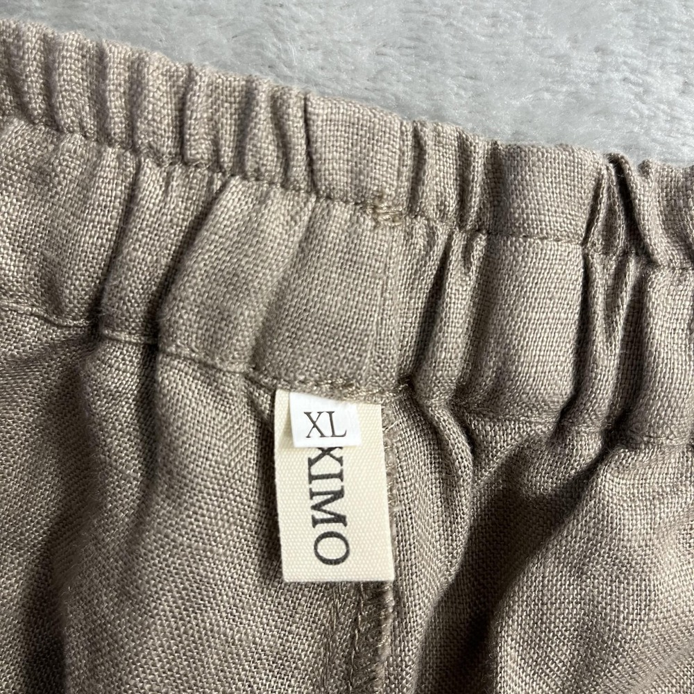IXIMO Pants Womens XL Beige 100% Linen Straight Leg Elastic Waist Ankle Boho - Picture 5 of 12